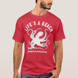 T-shirt Vit une plage Octopus et vacances d'été 1