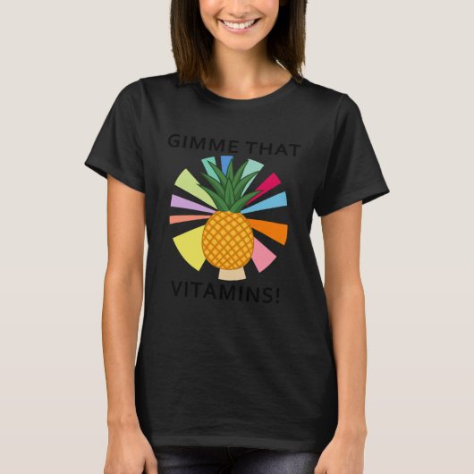 T-shirt Vitamines d'ananas Alimentation saine Fruits d'été (Devant)