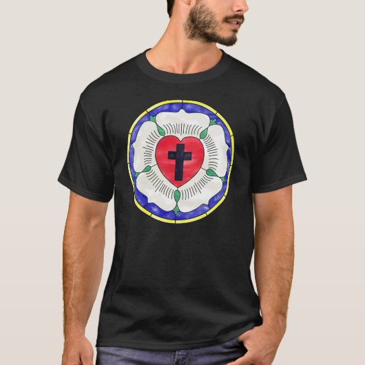 T-shirt Vitrail de la Rose de Luther (Devant)