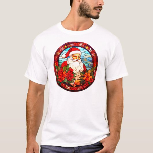 T-shirt Vitrail Père Noël ornement de Noël-67679 (Devant)