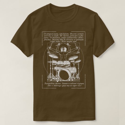 T-shirt Vitruvian Drummer Rock Music I Rock And Roll Drums (Design devant)