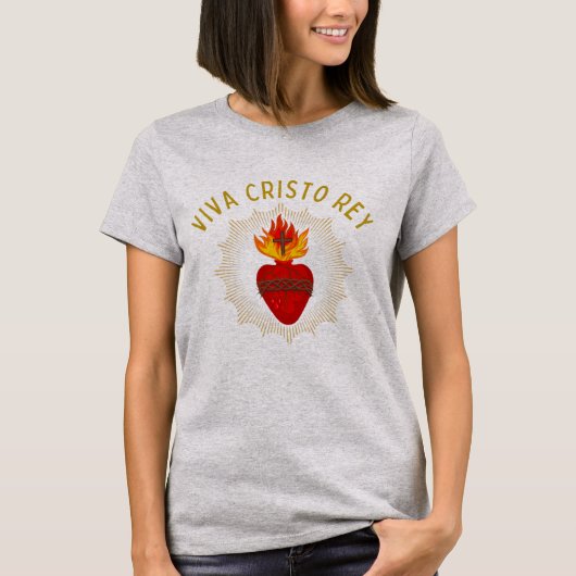T-shirt Viva Cristo Rey Catholique Cristeros Sacré Coeur (Devant)