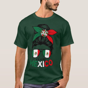 T-shirt Viva Mexico Messy Bun Avec Bandana Et Lunettes Mex