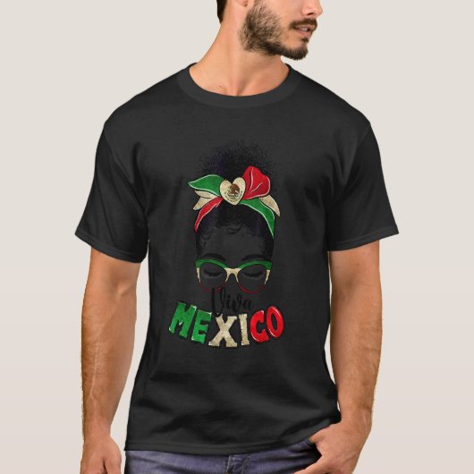 T-shirt Viva Mexico Messy Bun Mexique Femmes Sunglass Mère (Devant)