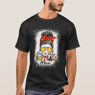 T-shirt Vivant Et Fière Bleu Softball Maman Messy Bun Hai
