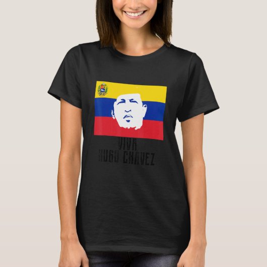 T-shirt Vive Hugo Chávez Face Au Drapeau (Devant)