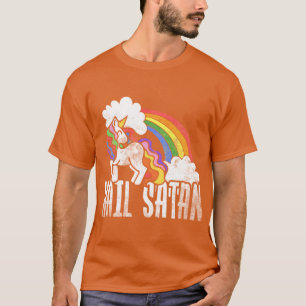 T-shirt Vive Satan Licorne fille arc-en-ciel Rétro