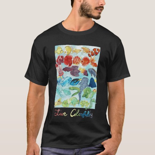 T-shirt Vivez de manière colorée (Devant)