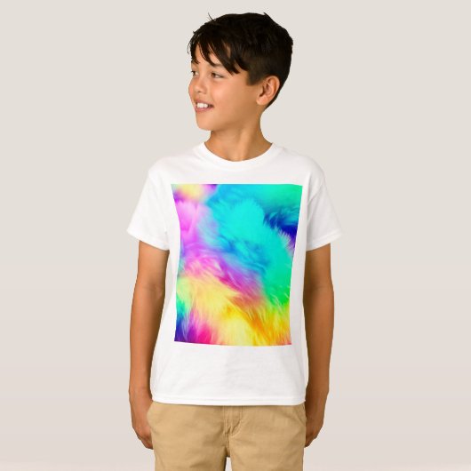 T-shirt Vivid Rainbow Fluffy Fur Texture-75201 (Devant entier)