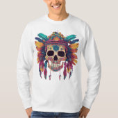 T-shirt Vivid Skull & Feathers: Psychedelic Digital Art T (Devant)