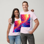 T-shirt Vivid Waves: Abstract Neon Energy Flow Art (Unisexe)