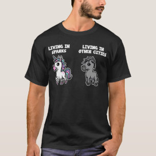 T-shirt Vivre à Sparks Unicorn Rainbow Humour Nevada