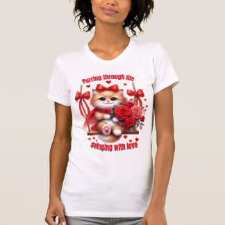 T-shirt Vivre en ronronnant - Douce petite chatte de la Sa