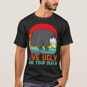 T-shirt Vivre Fausse Fausse Votre Mort Opossum Retro Possu