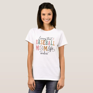 T-shirt Vivre la vie de maman de baseball rétro sports