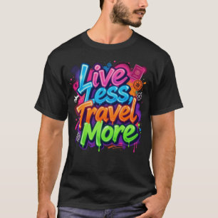 T-shirt Vivre moins voyager plus Néon Graffiti Citation de