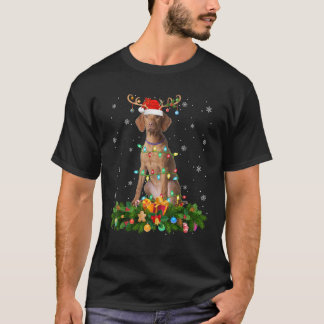 T-shirt Vizsla Amoureux des chiens Reindeer Santa Hat Vizs