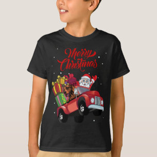 T-shirt Vizsla avec le Père Noël dans le Chien de Camion R