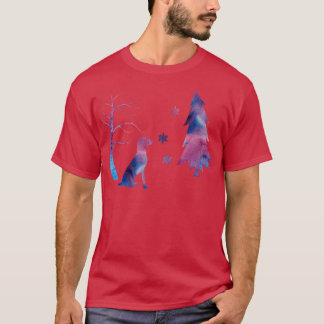 T-shirt Vizsla Chien Art d'hiver avec des flocons de neige