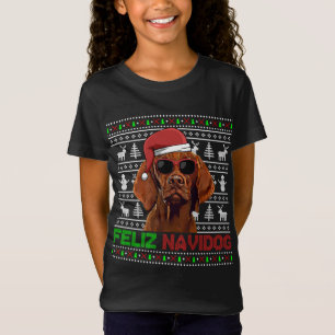 T-Shirt Vizsla Chien Feliz Navidog Noël drôle
