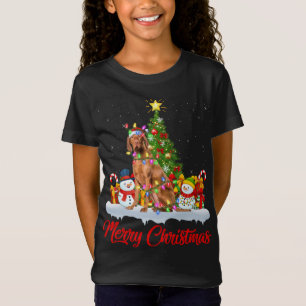 T-Shirt Vizsla Chien Xmas Arbre Éclairage Père Noël Vizsla