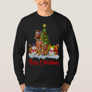 T-shirt Vizsla Chien Xmas Arbre Éclairage Père Noël Vizsla