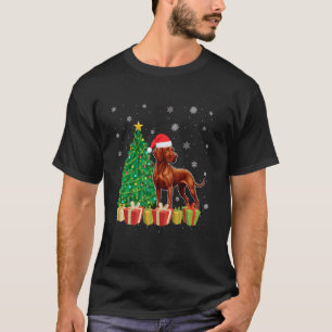 T-shirt Vizsla Chien Xmas Arbre Éclairage Santa Hat Vizsla