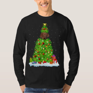 T-shirt Vizsla Chien Xmas Éclairage Arbre Drôle Vizsla Noë