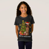 T-Shirt Vizsla feux de Noël Arbre Père Noël Noël Pyjamas V (Devant entier)