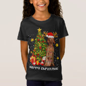 T-Shirt Vizsla feux de Noël Arbre Père Noël Noël Pyjamas V (Devant)