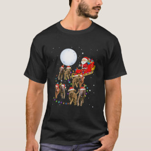 T-shirt Vizsla Funny Reindeer Christmas Moon Père Noël Chi