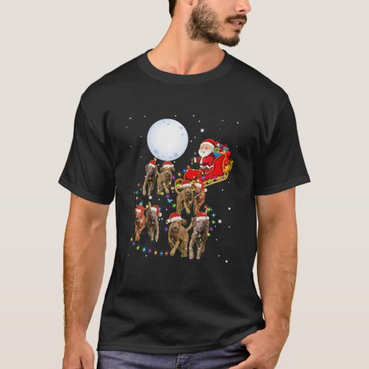 T-shirt Vizsla Funny Reindeer Christmas Moon Père Noël Chi (Devant)