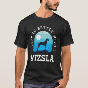 T-shirt Vizsla Vizsla Vintage Bleu Chien Maman Papa