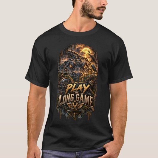 T-shirt VLLC Play The Long Game Motivation Crocodile Graph (Devant)