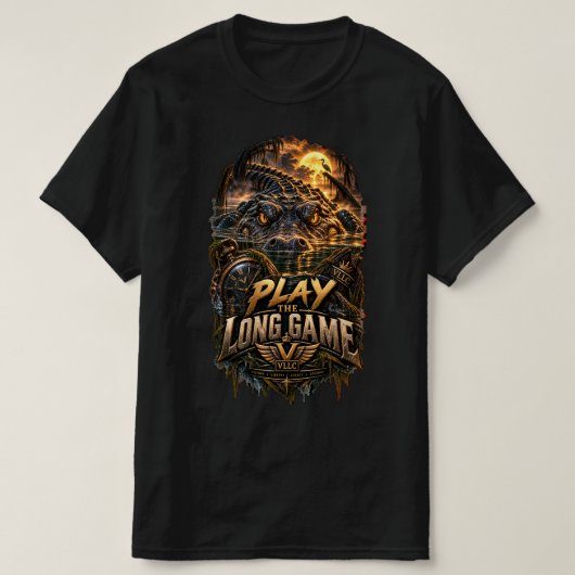 T-shirt VLLC Play The Long Game Motivation Crocodile Graph (Design devant)