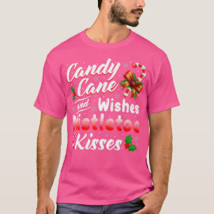 T-shirt Voeux de bonbon de Noël Baisers de gui Cadeau1