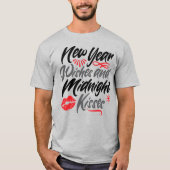 T-shirt voeux pour la nouvelle année et écriture de baiser (Devant)
