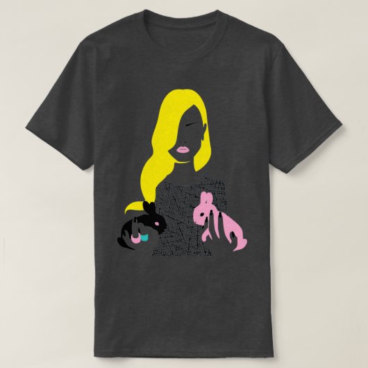 T-shirt Vogue style femme avec deux lapins gemini horoscop (Design devant)