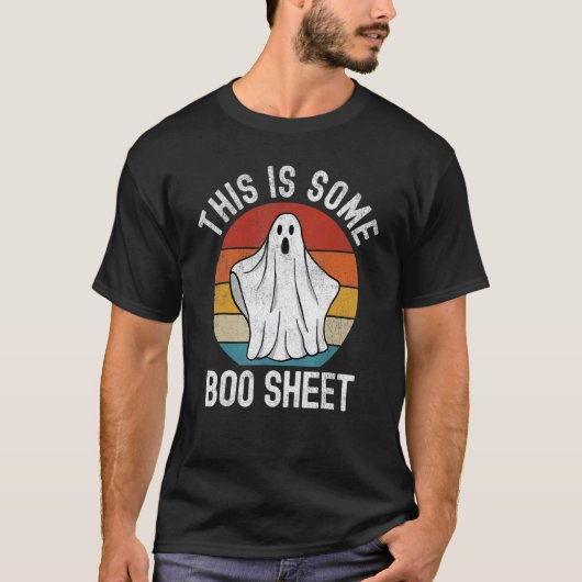 T-shirt Voici Le Costume D'Halloween Ghost Retro En Feuill (Devant)