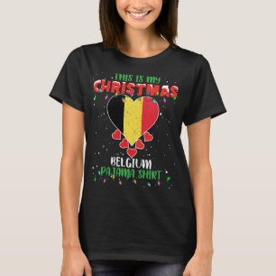 T-shirt Voici Mes Lumières De Noël Aimer Belgique Drapeau 