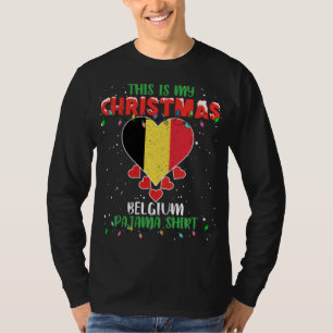 T-shirt Voici Mes Lumières De Noël Aimer Belgique Drapeau 