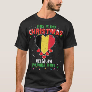 T-shirt Voici Mes Lumières De Noël Aimer Belgique Drapeau 