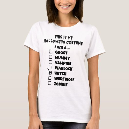 T-shirt Voici mon costume d'Halloween - Check Mark Witch (Devant)