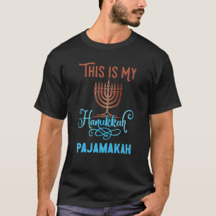 T-shirt Voici Mon Hanoukka Pajamakah Menorah Neuf Bougies