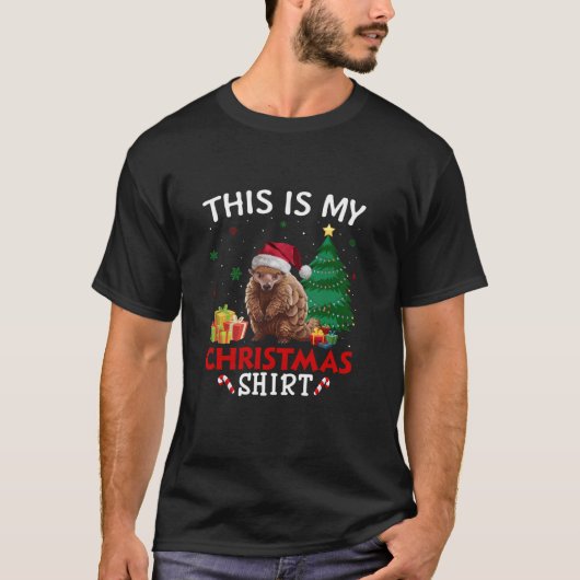 T-shirt Voici Mon Pangolin Santa Hat Noël Pyjama T S (Devant)