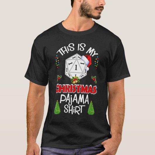 T-shirt Voici Mon Pyjama de Noël Jeu Dungeons RPG D20 (Devant)