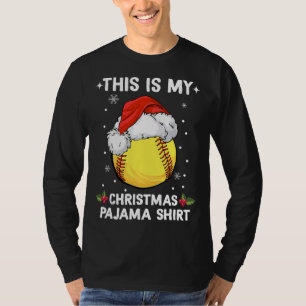 T-shirt Voici Mon Pyjama de Noël Softball Gir de Noël