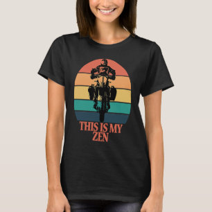 T-shirt Voici Mon Zen Retro Sunset Motorcycle Aventure L