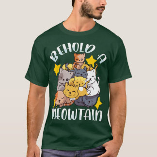 T-shirt Voici Une Mignonne Meowtain Chat Montagne Funny Ki