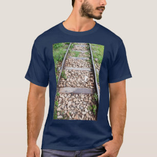 T-shirt Voie ferroviaire avec traverses métalliques et pie